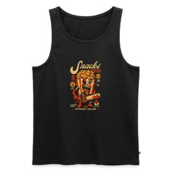 Slasher Snacks Attacks Popcorn Killer - Men's Premium Organic Tank Top - black - Front - AI Model Male 178 light (178cm)