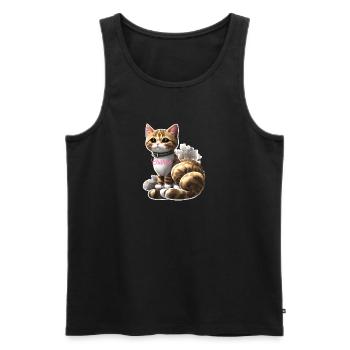 Personalisiertes Katzen T-Shirt (Charlie) - Männer Premium Bio Tank Top - Schwarz - Vorne - Michal (187cm)