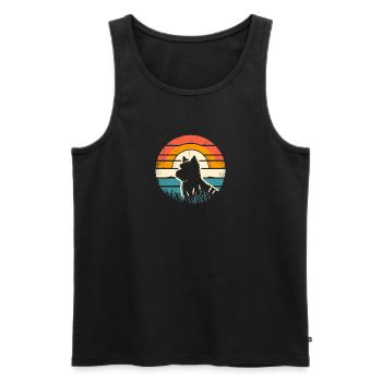 Cairn Terrier Vintage coucher de soleil - Débardeur bio Premium Homme - noir - Devant - Michal (187cm)