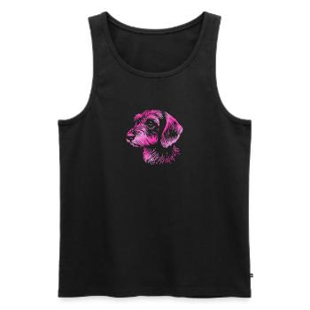 Teckel à poil dur teckel à poil dur dessin tête rose - Débardeur bio Premium Homme - noir - Devant - Michal (187cm)