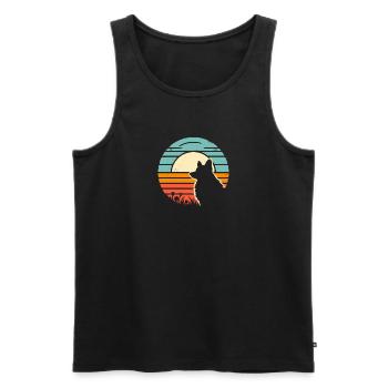 Corgi Vintage Sunset - Männer Premium Bio Tank Top - Schwarz - Vorne - Michal (187cm)