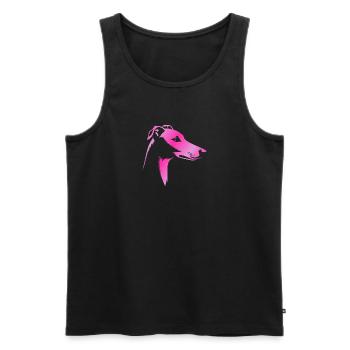 Greyhound greyhound, dog head, pink drawing - Men's Premium Organic Tank Top - black - Front - AI Model Male 178 light (178cm)