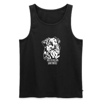 Loved by an Australian Shepherd Dog Wilsigns - Men's Premium Organic Tank Top - black - Front - Michal (187cm)