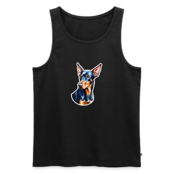 Dobermann Wasserfarben - Männer Premium Bio Tank Top - Schwarz - Vorne - Michal (187cm)