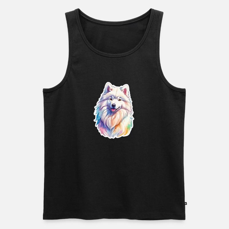 Samojede Wasserfarben - Männer Premium Bio Tank Top - Schwarz