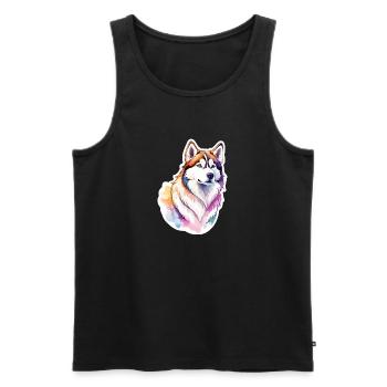 Siberian Husky Watercolors - Men's Premium Organic Tank Top - black - Front - Michal (187cm)