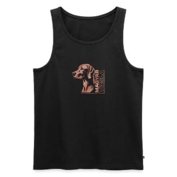 Magyar Vizsla dessin tête or rose - Débardeur bio Premium Homme - noir - Devant - AI Model Male 178 light (178cm)