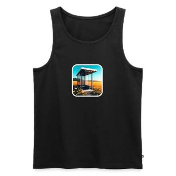 Bus stop in a field. - Männer Premium Bio Tank Top - Schwarz - Vorne - AI Model Male 178 light (178cm)