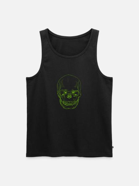 SkullSketchGreen - Men's Premium Organic Tank Top - black
