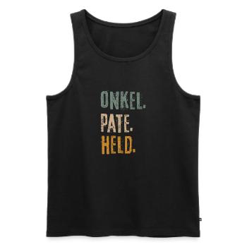 Onkel Pate Held Geschenk für Patenonkel - Männer Premium Bio Tank Top - Schwarz - Vorne - Michal (187cm)