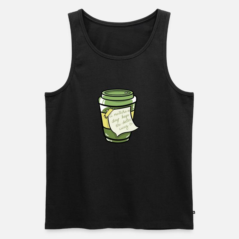 Matcha Tee A matcha a day keeps the doctor away - Männer Premium Bio Tank Top - Schwarz