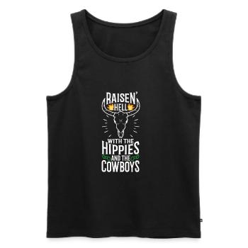 Raisin' Hell With The Hippies And The Cowboys - Men's Premium Organic Tank Top - black - Front - AI Model Male 178 light (178cm)