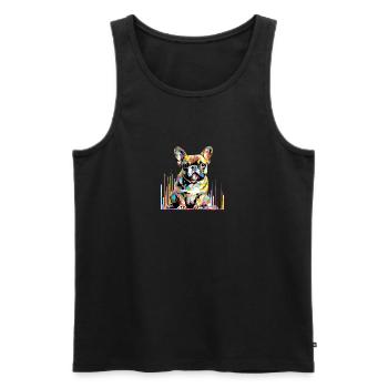 Bouledogue Français Chien Pet Monde Animal Lover Furry - Débardeur bio Premium Homme - noir - Devant - Michal (187cm)