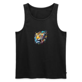 Panther Animal Freedom World Wildlife Abstract - Men's Premium Organic Tank Top - black - Front - AI Model Male 178 light (178cm)