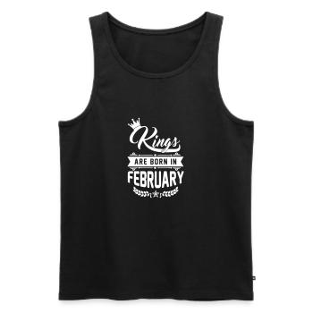 Kings are born in February - Geburtstag - Löwe - Männer Premium Bio Tank Top - Schwarz - Vorne - Michal (187cm)
