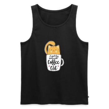 Orange cat coffee cat lover gift - Men's Premium Organic Tank Top - black - Front - AI Model Male 178 light (178cm)