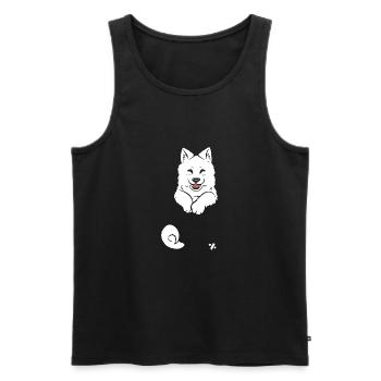 Pocket Samoyed T Shirt - Männer Premium Bio Tank Top - Schwarz - Vorne - AI Model Male 178 light (178cm)