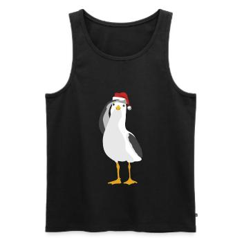 Seagull with Christmas cap Northern Germany maritime - Men's Premium Organic Tank Top - black - Front - Michal (187cm)