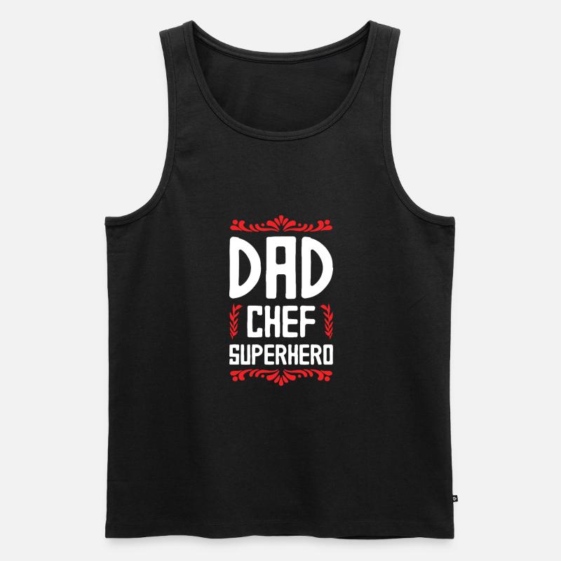 Dad Chef Superheld Papa - Männer Premium Bio Tank Top - Schwarz