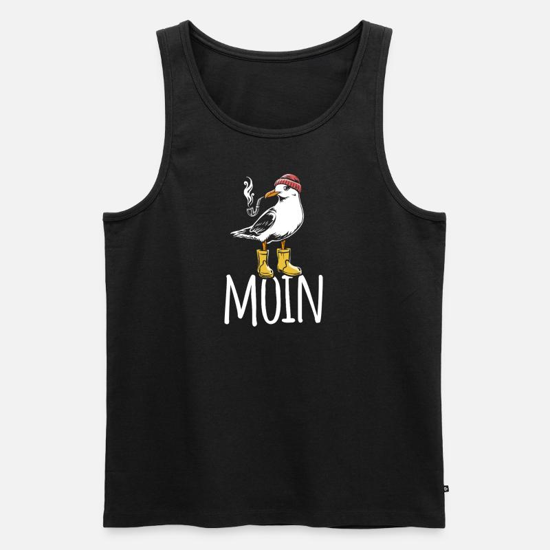 Möwe - Moin - Nordsee - Geschenk - Männer Premium Bio Tank Top - Schwarz