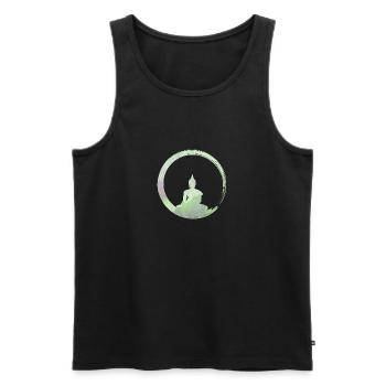 Bouddhisme - Silhouette du Bouddha Enso Zen Circle 1 - Débardeur bio Premium Homme - noir - Devant - AI Model Male 178 light (178cm)