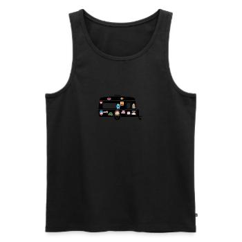Caravan with stickers - Men's Premium Organic Tank Top - black - Front - AI Model Male 178 light (178cm)