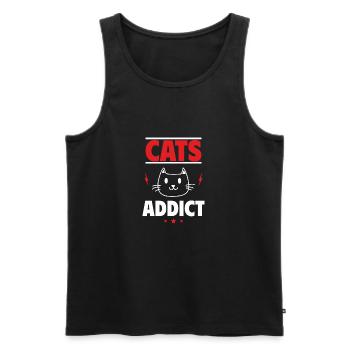 Fan de chats, accro aux ronronnements et aux pattes - Débardeur bio Premium Homme - noir - Devant - Michal (187cm)