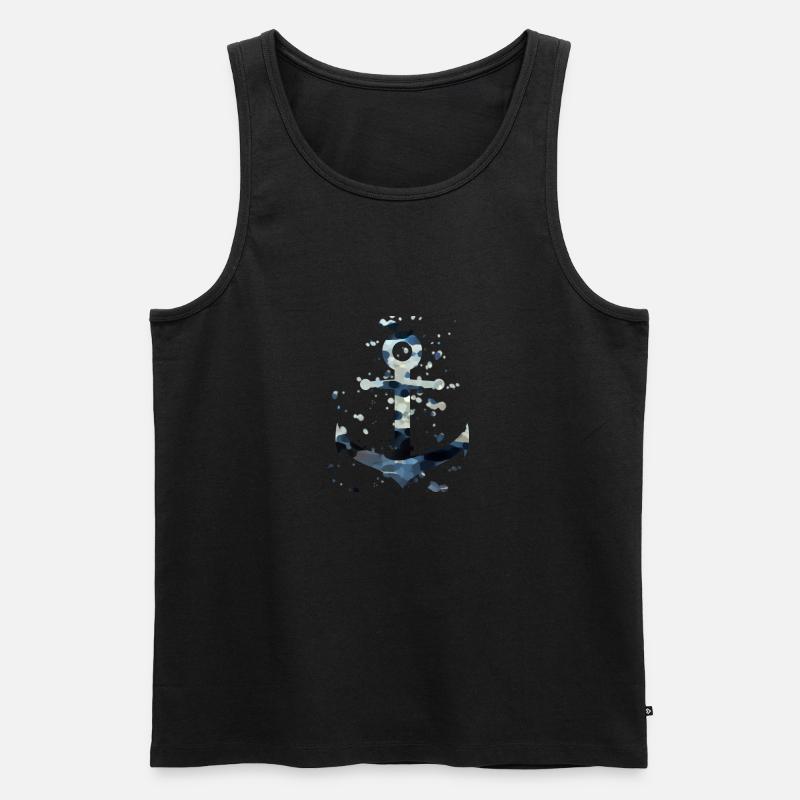 Wasserfarben Anker - Männer Premium Bio Tank Top - Schwarz
