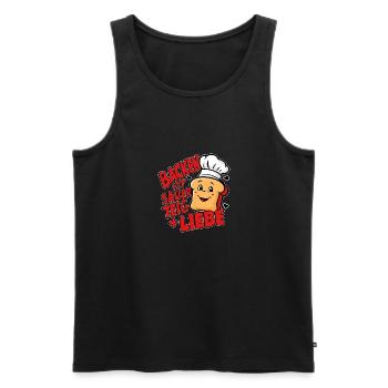 Backen ist Sauerteig und Liebe. - Männer Premium Bio Tank Top - Schwarz - Vorne - AI Model Male 178 light (178cm)