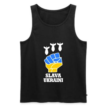 Slava ukraini - Débardeur bio Premium Homme - noir - Devant - Michal (187cm)