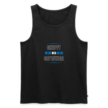Ghupft wia gsprunga - bayerischer Spruch - Männer Premium Bio Tank Top - Schwarz - Vorne - Michal (187cm)