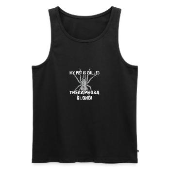 My pet's name is Theraphosa Blondi - Men's Premium Organic Tank Top - black - Front - AI Model Male 178 light (178cm)