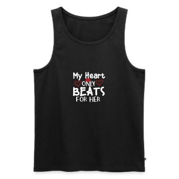 Men's Premium TShirt Duo My Heart Beats for her - Men's Premium Organic Tank Top - black - Front - AI Model Male 178 light (178cm)