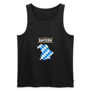 Bayern Flagge - Bundesland Umriss - Männer Premium Bio Tank Top - Schwarz - Vorne - Michal (187cm)