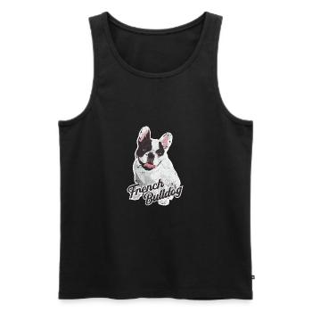 BOULEDOGUES FRANÇAIS LOVE DOGS BULLDOG MOTIF DOUX - Débardeur bio Premium Homme - noir - Devant - Michal (187cm)