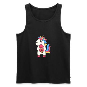 EINHORN EINHÖRNER REGENBOGEN EIS EISKUGEL MOTIV - Männer Premium Bio Tank Top - Schwarz - Vorne - AI Model Male 178 light (178cm)