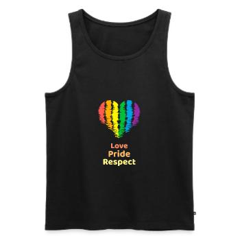 Liebe Stolz Respekt. Regenbogenherz für Oslo - Männer Premium Bio Tank Top - Schwarz - Vorne - AI Model Male 178 light (178cm)