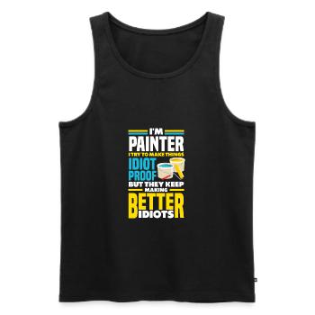 Peintre Peinture Drôle Citation - Débardeur bio Premium Homme - noir - Devant - AI Model Male 178 light (178cm)