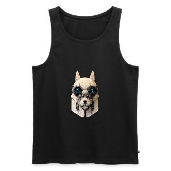 Androider Hund mit Metallkörper und leuchtenden Au - Männer Premium Bio Tank Top - Schwarz - Vorne - Michal (187cm)