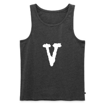 V - Men's Premium Organic Tank Top - heather anthracite - Front - AI Model Male 178 light (178cm)