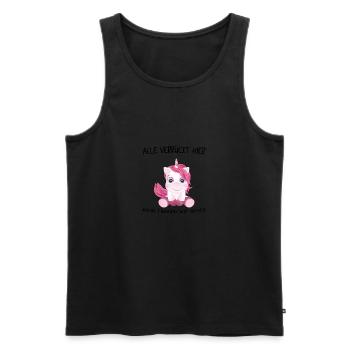 Alle verrückt hier - Komm Einhorn, wir gehen! - Männer Premium Bio Tank Top - Schwarz - Vorne - Michal (187cm)