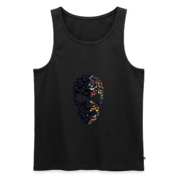 tete de mort papillon skull forme crane coter fant - Débardeur bio Premium Homme - noir - Devant - Michal (187cm)