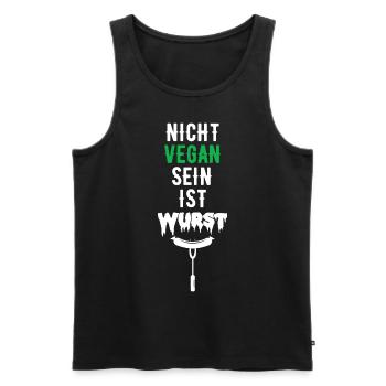 nicht vegans sein ist Wurst Geschenk - Männer Premium Bio Tank Top - Schwarz - Vorne - Michal (187cm)
