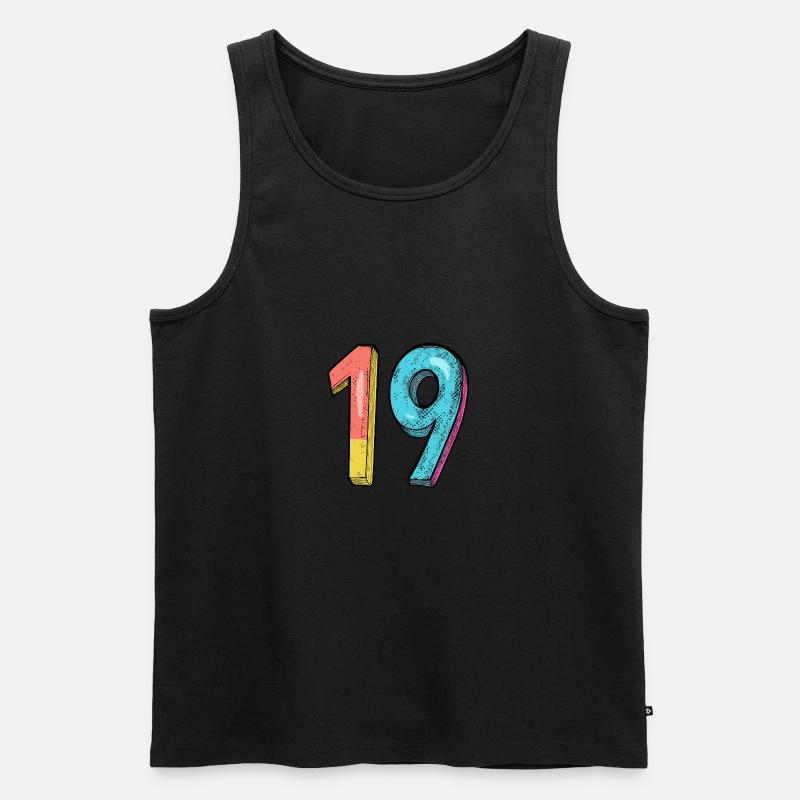 19 Zahl Comic - Männer Premium Bio Tank Top - Schwarz