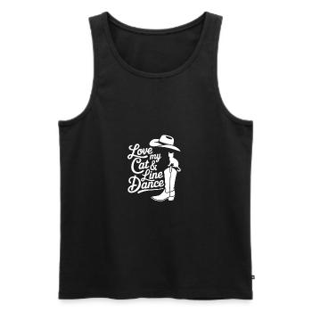 Ich liebe meine Katze und Line Dance - Männer Premium Bio Tank Top - Schwarz - Vorne - Michal (187cm)