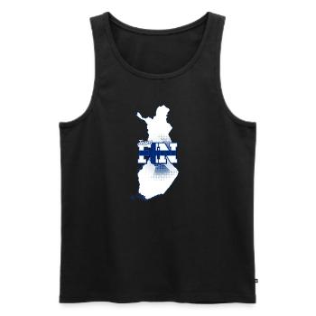 Team FIN Map Finland with Ball Pattern - Men's Premium Organic Tank Top - black - Front - AI Model Male 178 light (178cm)