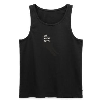 Cat Yoga "deep stretch" - Men's Premium Organic Tank Top - black - Front - AI Model Male 178 light (178cm)