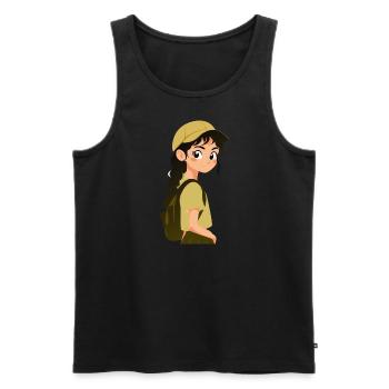 School Girl School Beginner School - Men's Premium Organic Tank Top - black - Front - AI Model Male 178 light (178cm)
