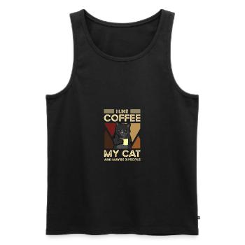 I like coffee my cats and maybe 3 people - Männer Premium Bio Tank Top - Schwarz - Vorne - Michal (187cm)