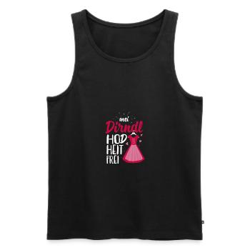 Dirndl is in da Wäsch - Bavarian - Men's Premium Organic Tank Top - black - Front - AI Model Male 178 light (178cm)